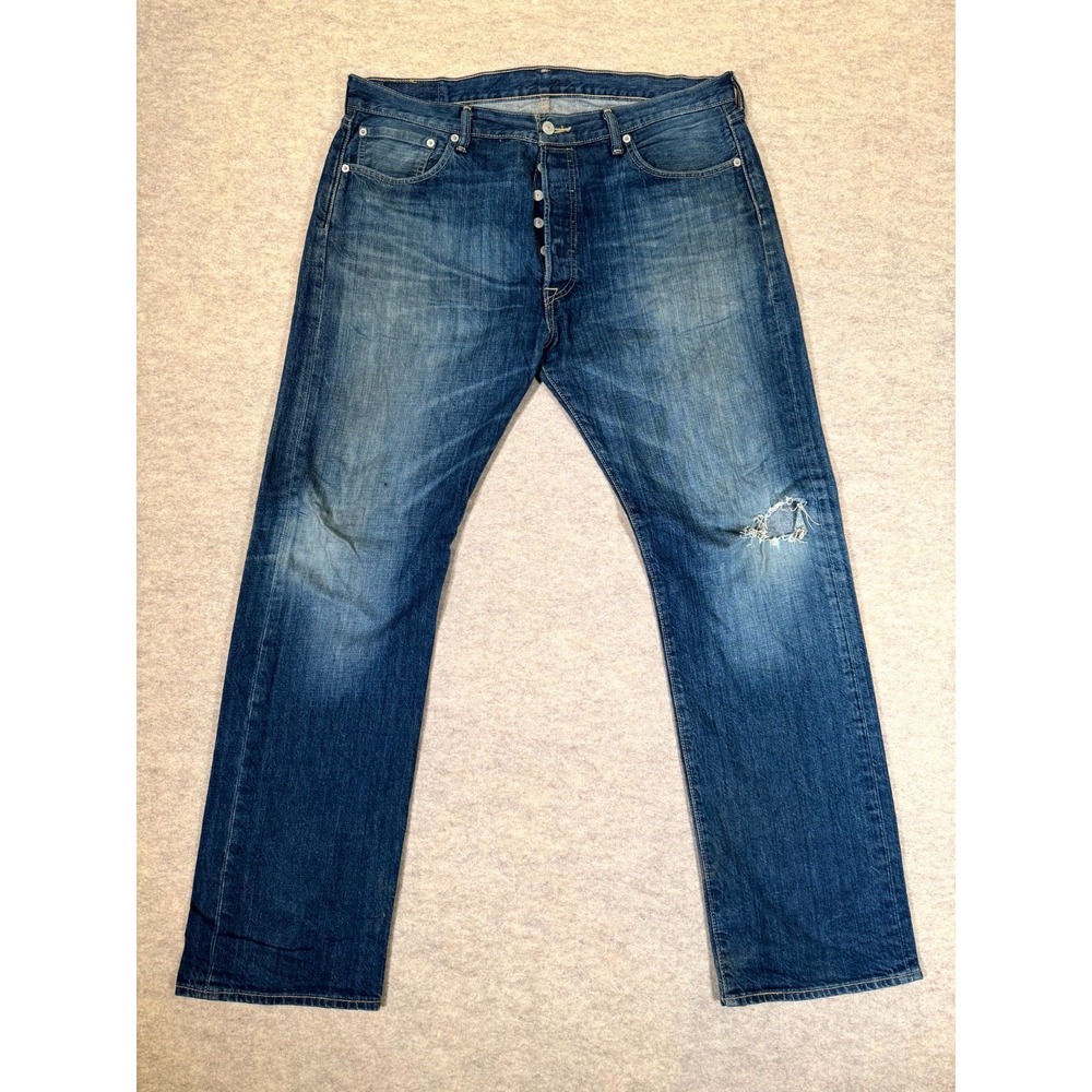 Levis 501 Original Fit Jeans Mens 36x32 Blue Denim Cotton Mid Rise Straight Leg